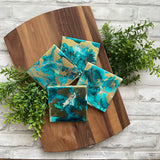 TURQUOISE AND GOLD COASTERS