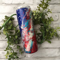 RED WHITE AND BLUE SWIRL TUMBLER