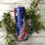 RED WHITE AND BLUE SWIRL TUMBLER