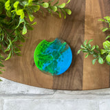 BLUE AND LIME GREEN  SWIRL CAR COASTERS